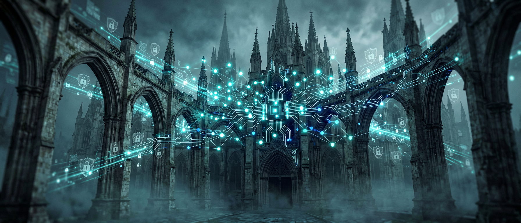 Abstract visualization of agentic AI and campus cybersecurity