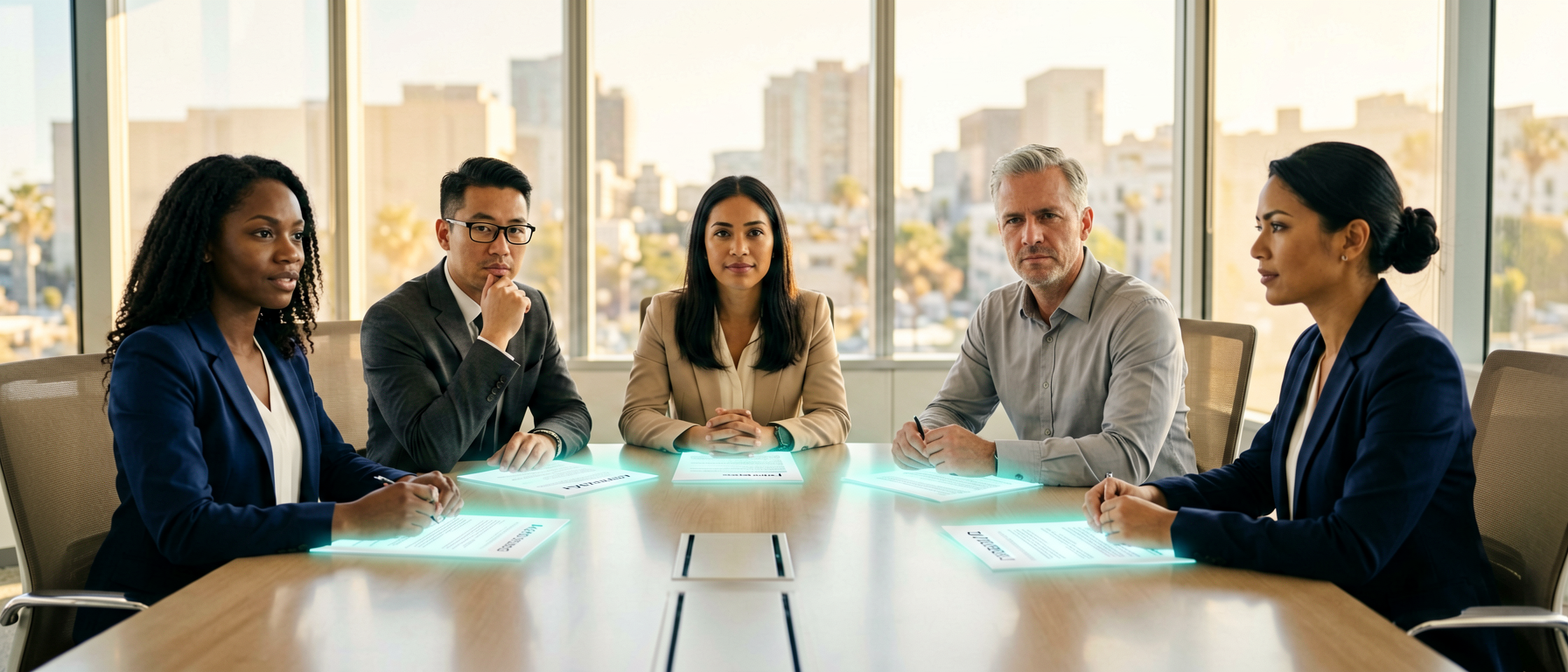 Diverse panel of IT leaders collaborating on AI governance