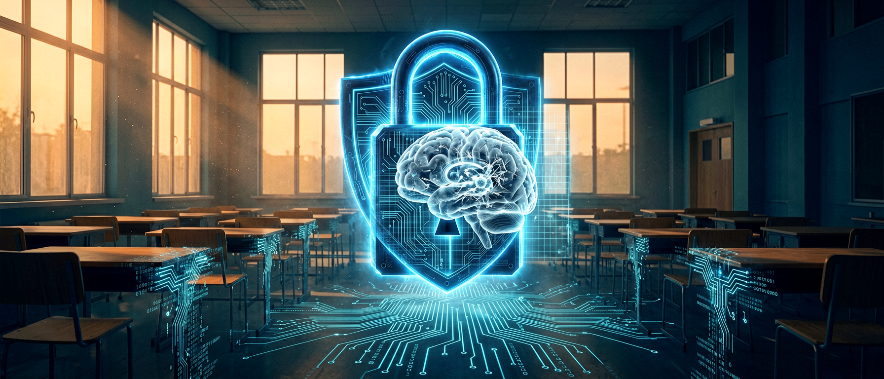 Abstract visualization of AI-secured examination environment