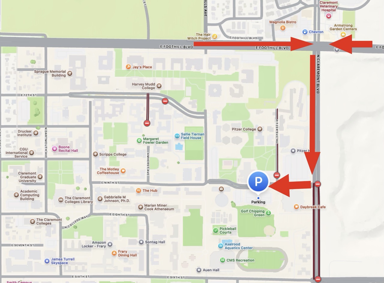 RDSC parking lot showing the building entrance and vehicle access from Claremont Blvd